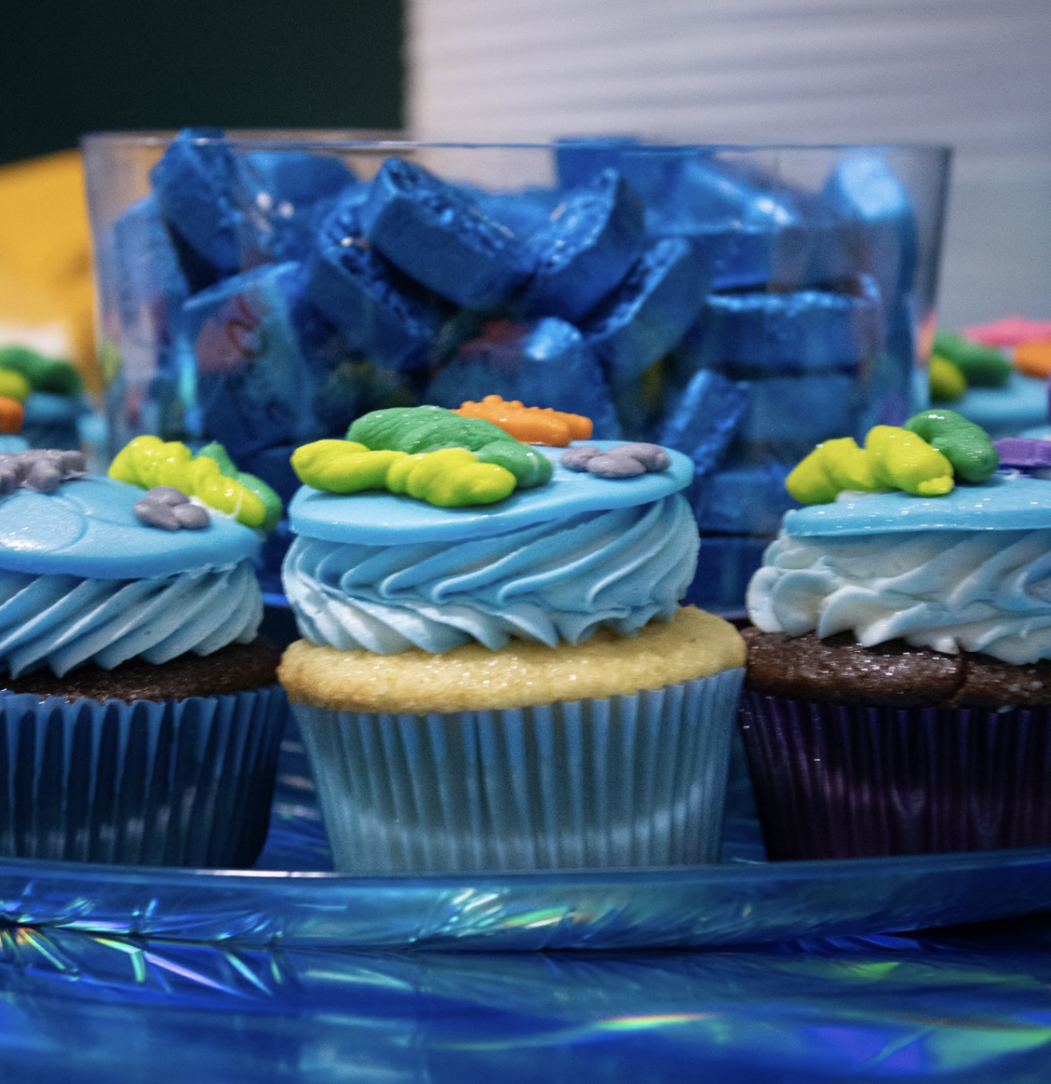 Under the sea cupcakes were specifically catered for the event.
